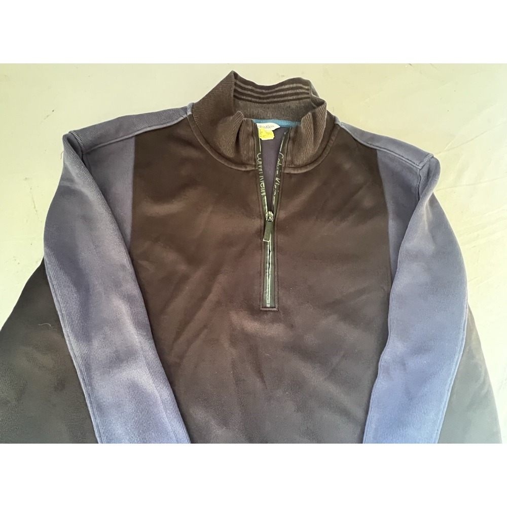 Calvin Klein Zip Up Pullover Men Black Blue Large